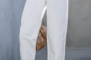 Duge hlače s visokim strukom, bijele