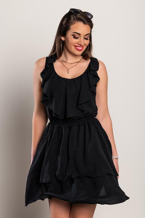 Elegantna mini haljina s volanima Caltana, crna