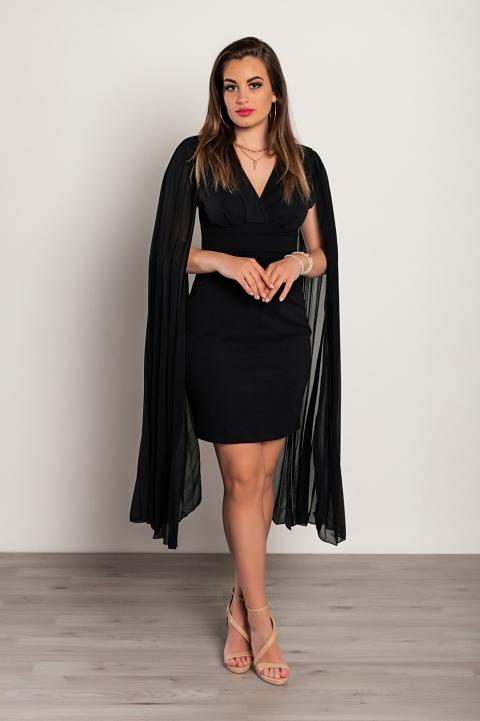 Elegantna mini haljina uskog kroja s plisiranim rukavima Marseila, crna