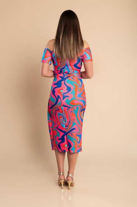 Elegantna midi haljina s cvjetnim uzorkom, višebojna