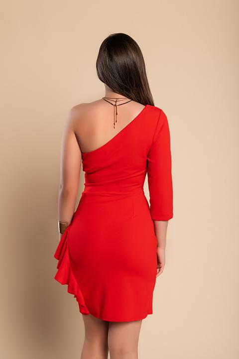 Elegantna mini haljina s volanima Ricaletta, crvena