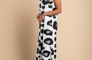 Maxi haljina s leopard uzorkom, bijela