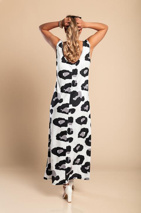 Maxi haljina s leopard uzorkom, bijela
