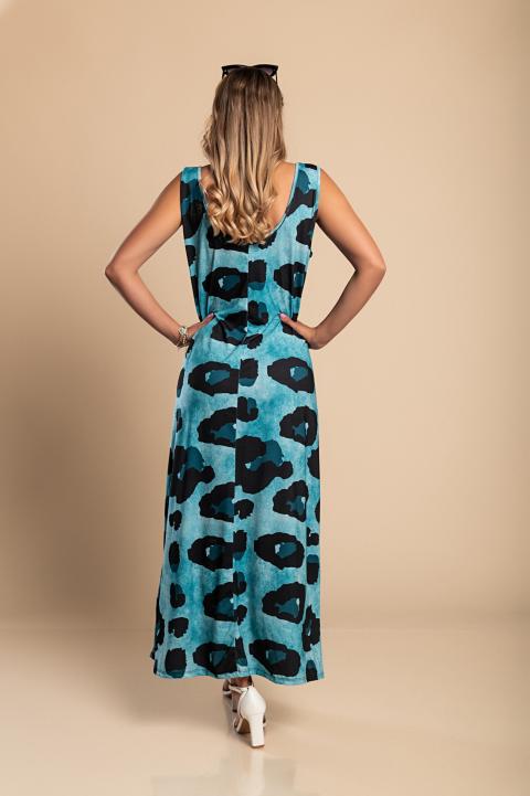 Maxi haljina s leopard uzorkom, plava
