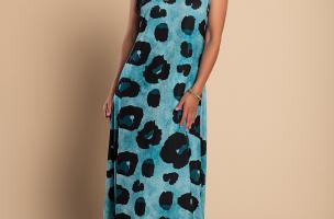 Maxi haljina s leopard uzorkom, plava