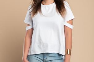 Moderna asimetrična majica Vebtura, bijela