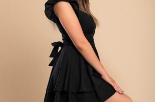 Elegantna mini haljina s volanima Favinna, crna