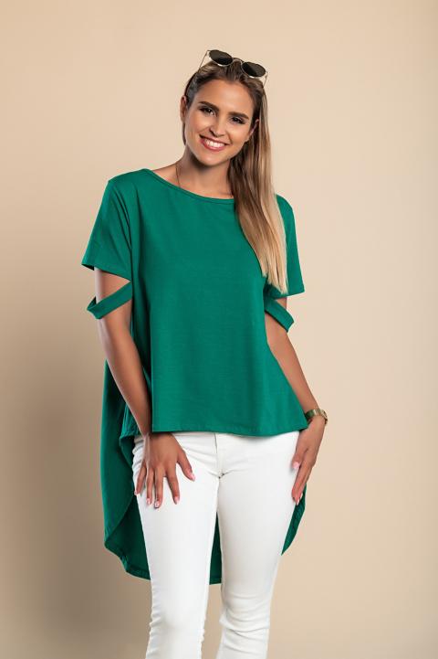 Moderna asimetrična kratka majica Vebtura, zelena