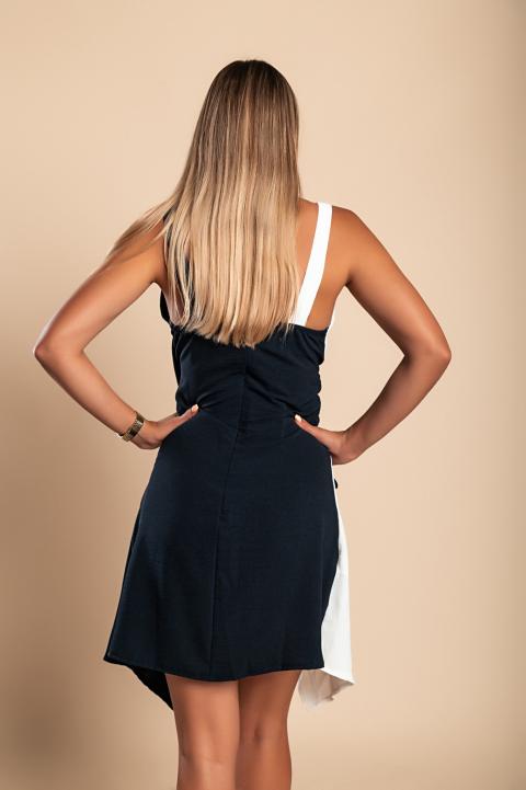 Elegantna haljina u dvobojnoj kombinaciji Madrilla, tamno plava