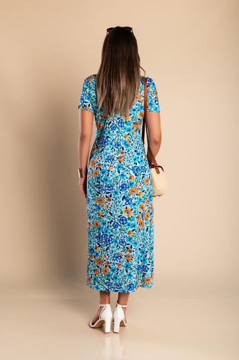 Maxi haljina s cvjetnim uzorkom, svijetloplava