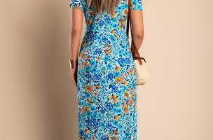 Maxi haljina s cvjetnim uzorkom, svijetloplava