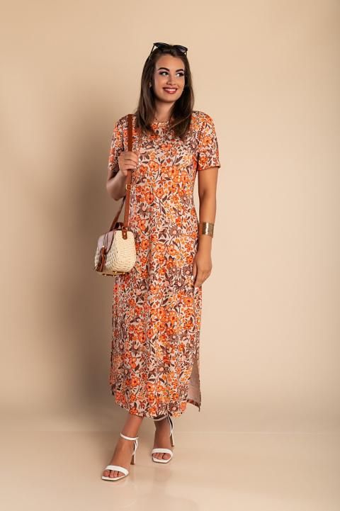 Maxi haljina s cvjetnim uzorkom, narančasta