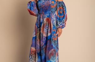 Elegantna maxi haljina s uzorkom Montella, plava